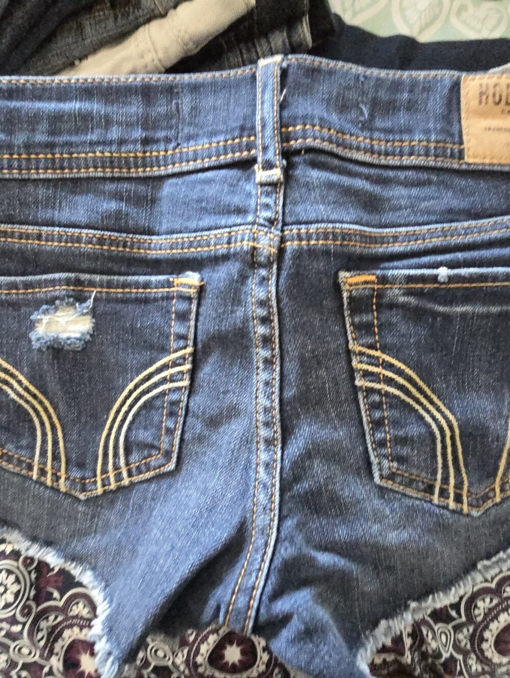 Hollister Dark Blue High-Rise Distressed Denim Shorts
